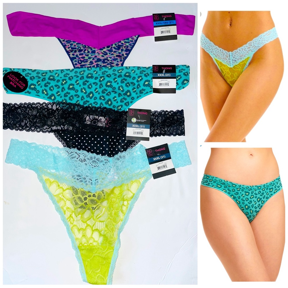NWT 4 Pcs Women Lace Thong Panties intimates XXXL 21 stretchy sexy Lingerie